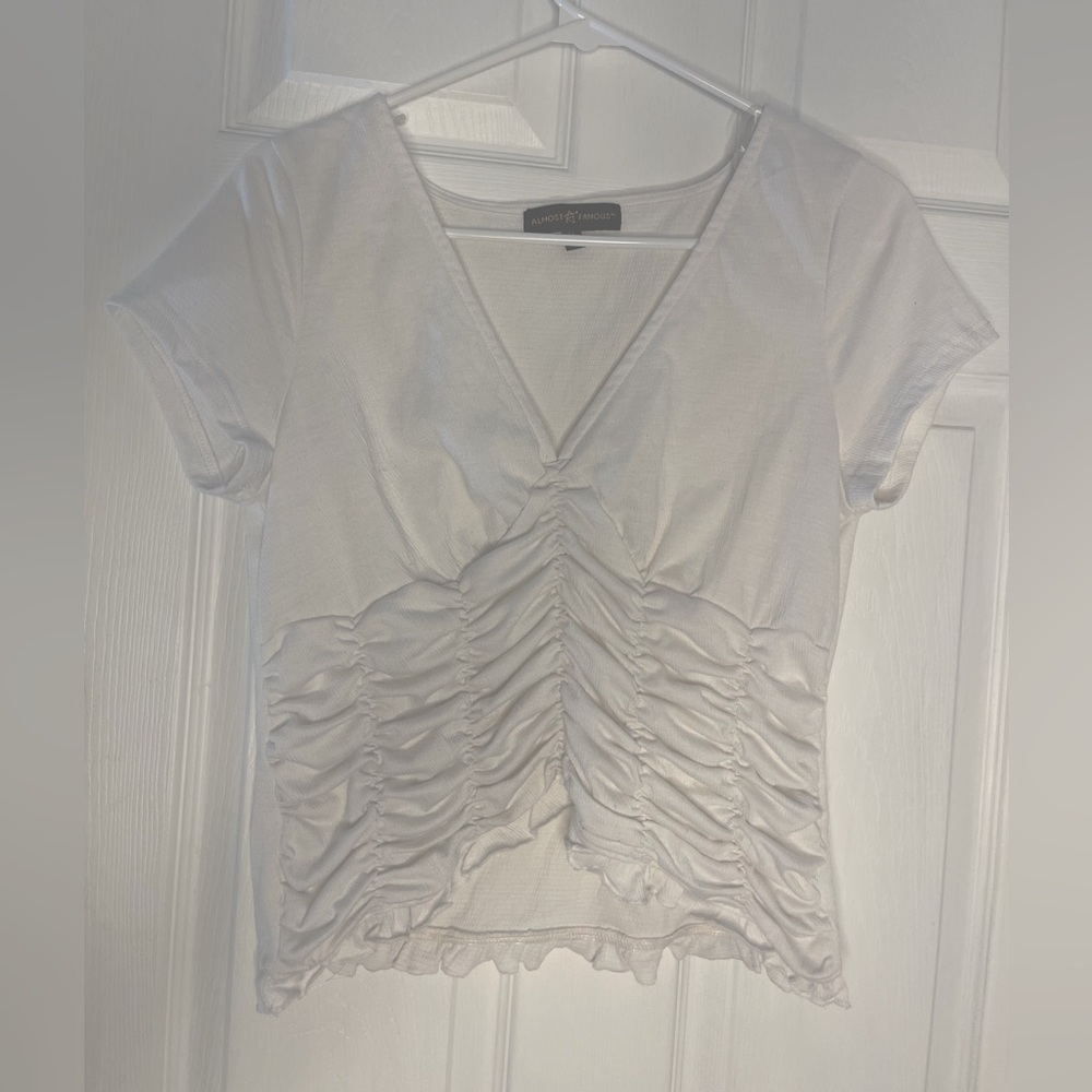 Almost Famous white, ruffle blouse. Size XL.